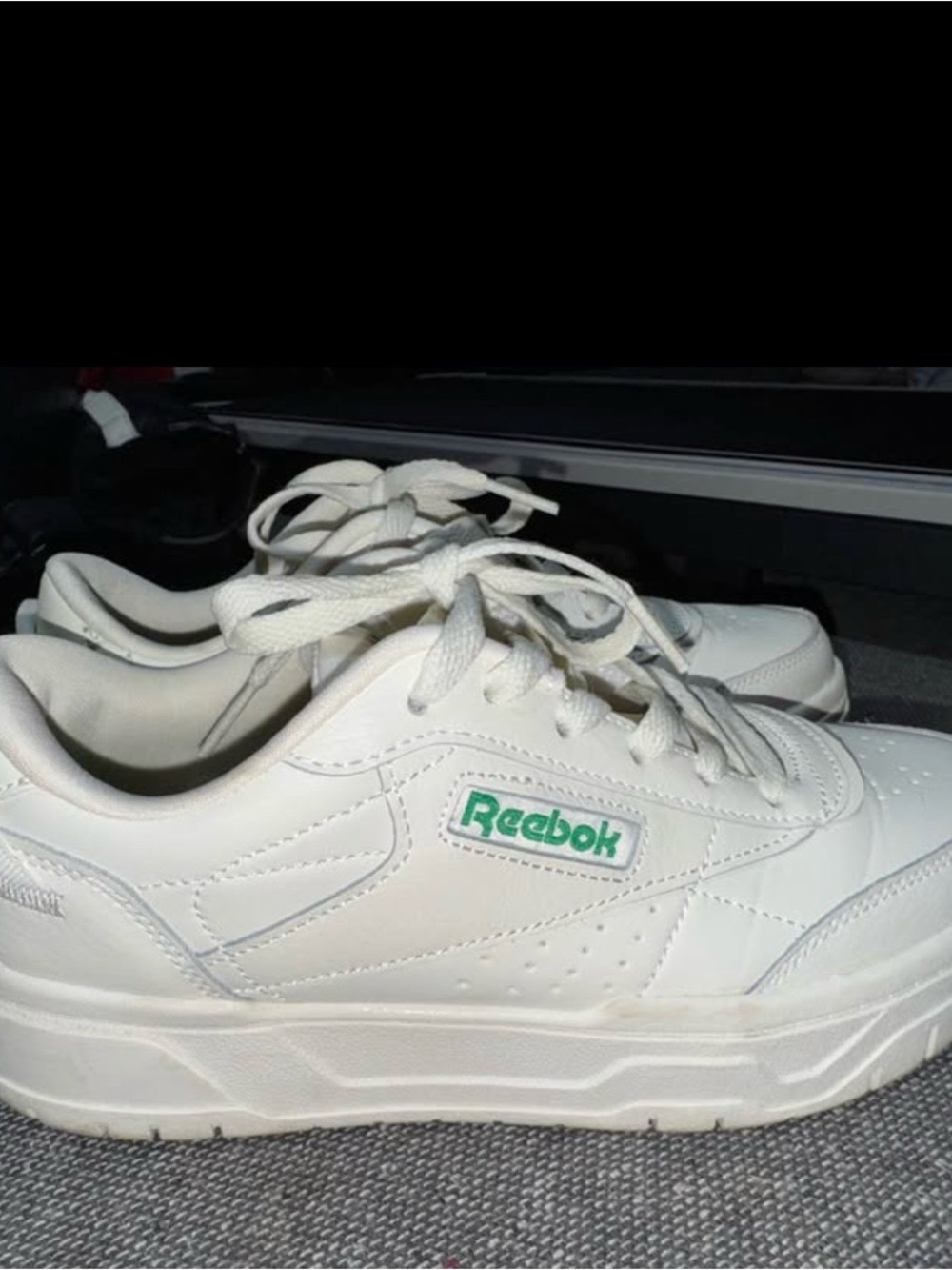 Reebok White Women's Sneakers with Green Logo